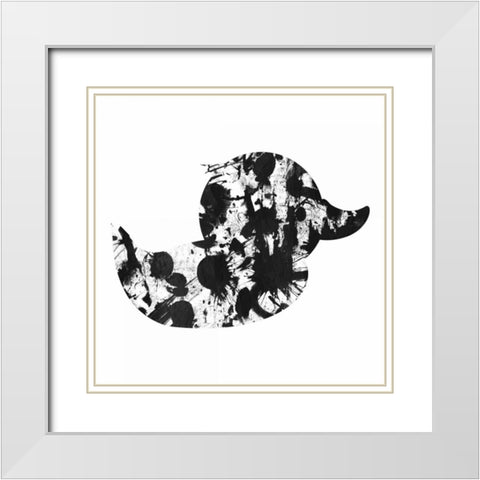 Splatter Duck White Modern Wood Framed Art Print with Double Matting by OnRei