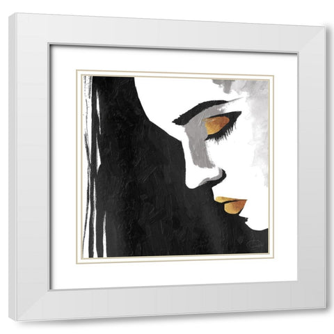 Face Down White Modern Wood Framed Art Print with Double Matting by OnRei