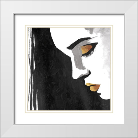 Face Down White Modern Wood Framed Art Print with Double Matting by OnRei