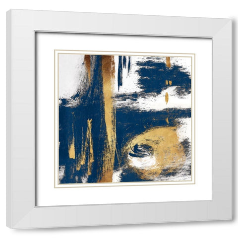 Rotational Pull Blue White Modern Wood Framed Art Print with Double Matting by OnRei