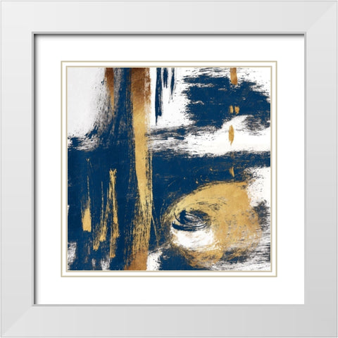 Rotational Pull Blue White Modern Wood Framed Art Print with Double Matting by OnRei