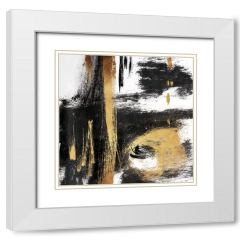 Rotational Pull White Modern Wood Framed Art Print with Double Matting by OnRei