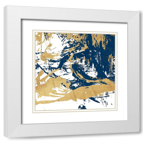 Free Form Blue White Modern Wood Framed Art Print with Double Matting by OnRei