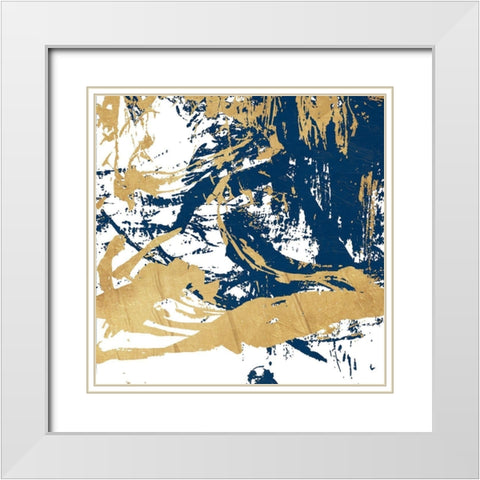 Free Form Blue White Modern Wood Framed Art Print with Double Matting by OnRei