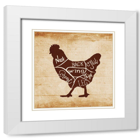 Chicken Cut White Modern Wood Framed Art Print with Double Matting by OnRei