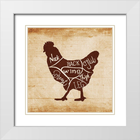 Chicken Cut White Modern Wood Framed Art Print with Double Matting by OnRei