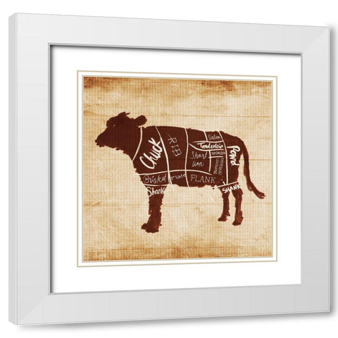 Cow Cut White Modern Wood Framed Art Print with Double Matting by OnRei