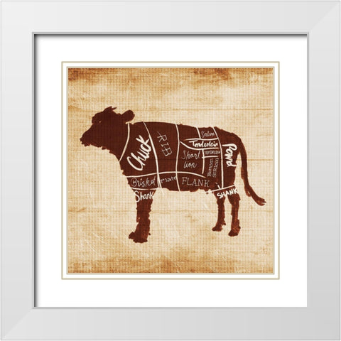 Cow Cut White Modern Wood Framed Art Print with Double Matting by OnRei