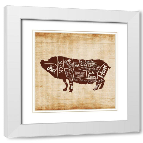 Pig Cut White Modern Wood Framed Art Print with Double Matting by OnRei