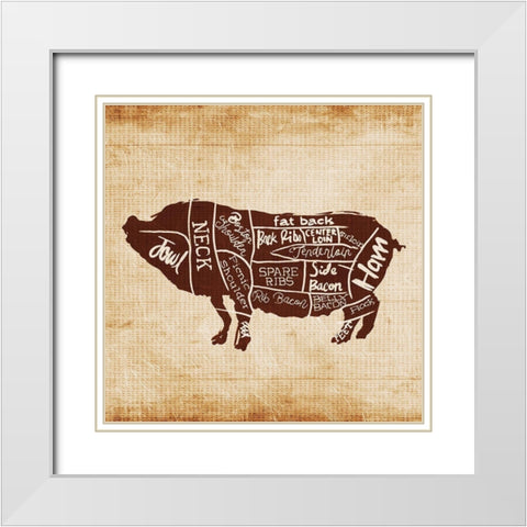 Pig Cut White Modern Wood Framed Art Print with Double Matting by OnRei