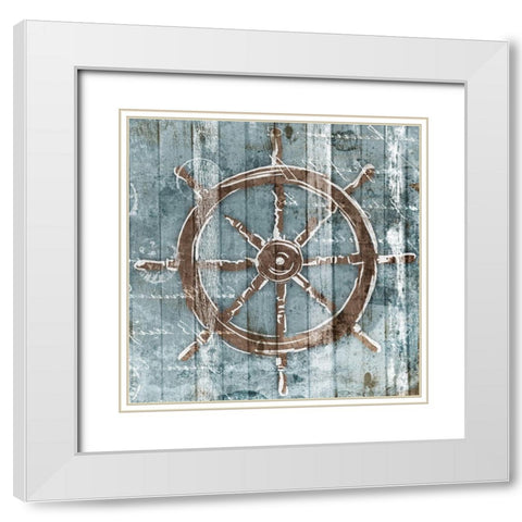 Sketched Wheel White Modern Wood Framed Art Print with Double Matting by OnRei