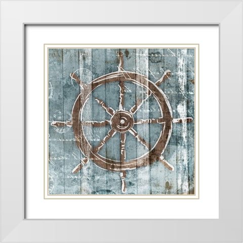 Sketched Wheel White Modern Wood Framed Art Print with Double Matting by OnRei