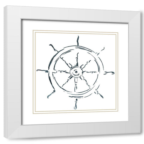 Simple Sketched Wheel White Modern Wood Framed Art Print with Double Matting by OnRei