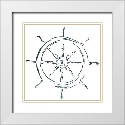 Simple Sketched Wheel White Modern Wood Framed Art Print with Double Matting by OnRei