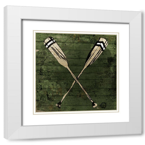 Sketched Oars White Modern Wood Framed Art Print with Double Matting by OnRei