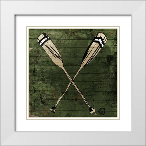 Sketched Oars White Modern Wood Framed Art Print with Double Matting by OnRei