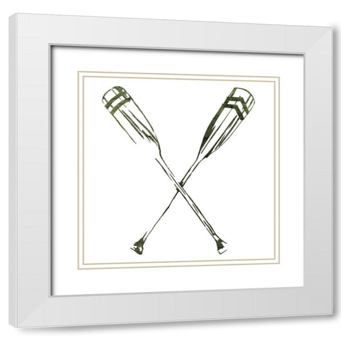 Simple Sketched Oars White Modern Wood Framed Art Print with Double Matting by OnRei