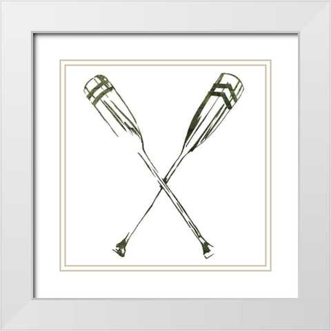 Simple Sketched Oars White Modern Wood Framed Art Print with Double Matting by OnRei