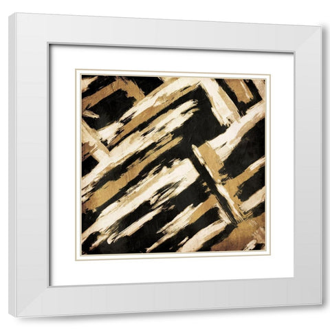 Hectic Maze White Modern Wood Framed Art Print with Double Matting by OnRei