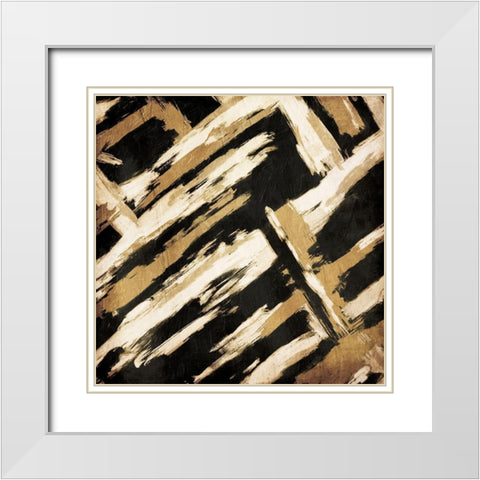 Hectic Maze White Modern Wood Framed Art Print with Double Matting by OnRei