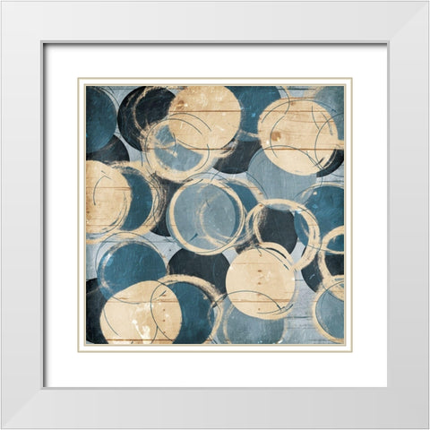 Circ Layers White Modern Wood Framed Art Print with Double Matting by OnRei