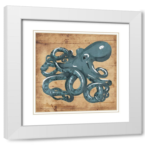 Octo Rings White Modern Wood Framed Art Print with Double Matting by OnRei