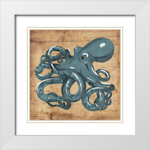 Octo Rings White Modern Wood Framed Art Print with Double Matting by OnRei