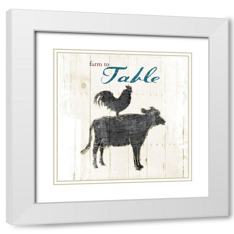 Farm To Chicken Cow White Modern Wood Framed Art Print with Double Matting by OnRei