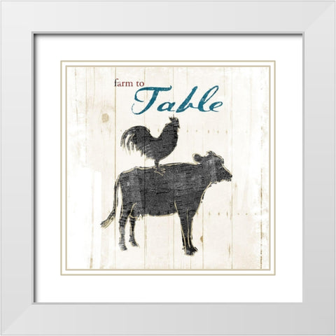 Farm To Chicken Cow White Modern Wood Framed Art Print with Double Matting by OnRei