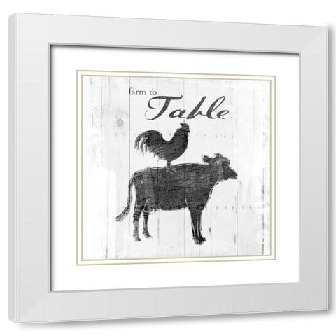 Farm to Chicken and Cow White Modern Wood Framed Art Print with Double Matting by OnRei