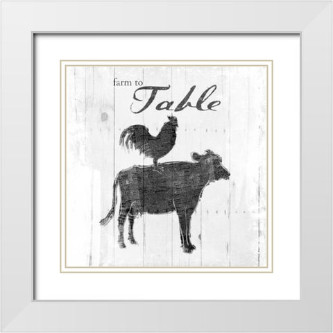 Farm to Chicken and Cow White Modern Wood Framed Art Print with Double Matting by OnRei