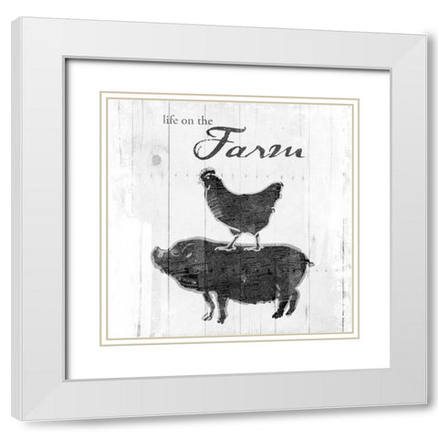 Farm to Chicken and Pig White Modern Wood Framed Art Print with Double Matting by OnRei