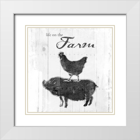 Farm to Chicken and Pig White Modern Wood Framed Art Print with Double Matting by OnRei