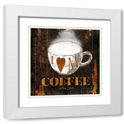 New York Coffee White Modern Wood Framed Art Print with Double Matting by OnRei