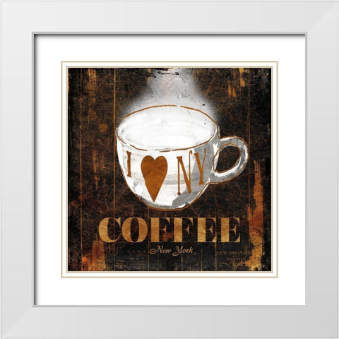 New York Coffee White Modern Wood Framed Art Print with Double Matting by OnRei