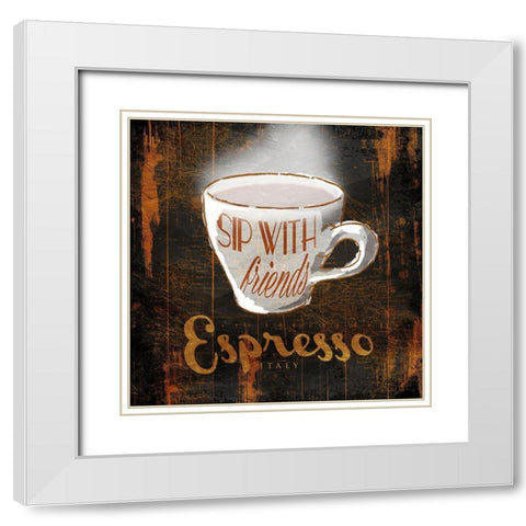 Italian Espresso White Modern Wood Framed Art Print with Double Matting by OnRei