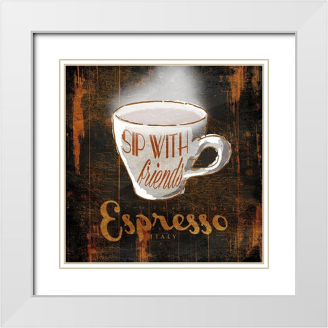 Italian Espresso White Modern Wood Framed Art Print with Double Matting by OnRei