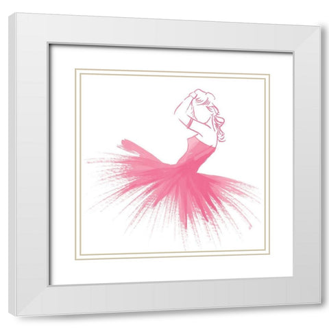 Pink Attitude One White Modern Wood Framed Art Print with Double Matting by OnRei