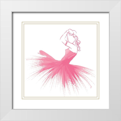 Pink Attitude One White Modern Wood Framed Art Print with Double Matting by OnRei