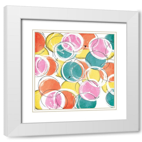 Fun Circles White Modern Wood Framed Art Print with Double Matting by OnRei