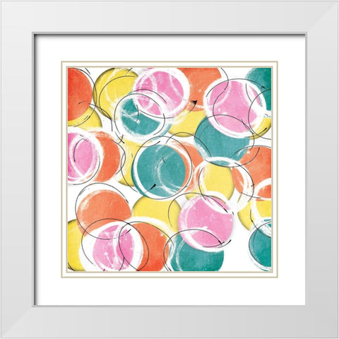 Fun Circles White Modern Wood Framed Art Print with Double Matting by OnRei