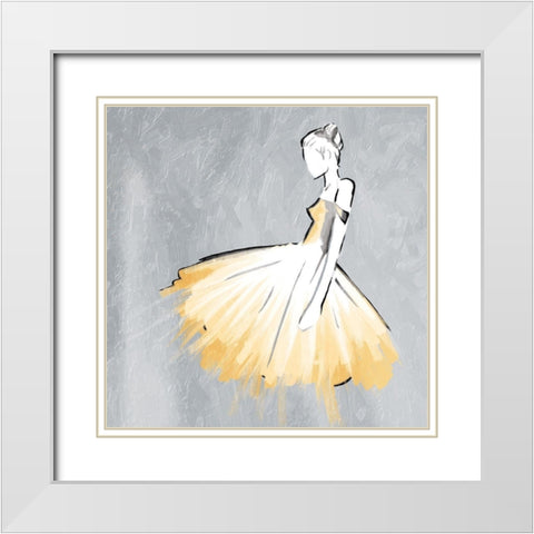 Cream Dress White Modern Wood Framed Art Print with Double Matting by OnRei