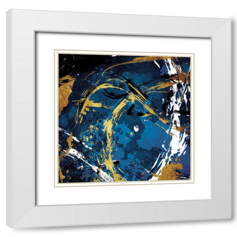 Swish Around White Modern Wood Framed Art Print with Double Matting by OnRei