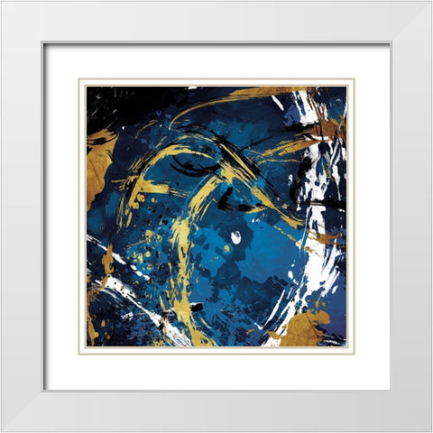 Swish Around White Modern Wood Framed Art Print with Double Matting by OnRei