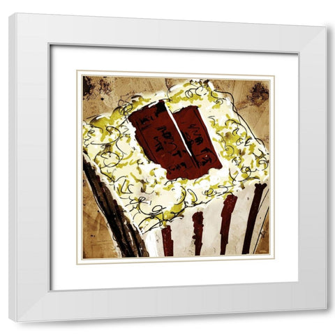 Popcorn Tickets White Modern Wood Framed Art Print with Double Matting by OnRei