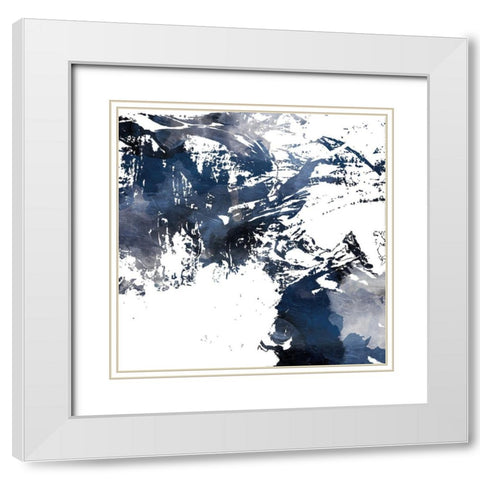 Blue Square Jay Mess White Modern Wood Framed Art Print with Double Matting by OnRei