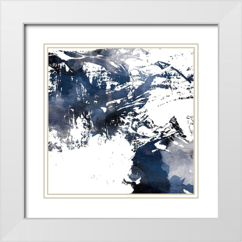 Blue Square Jay Mess White Modern Wood Framed Art Print with Double Matting by OnRei