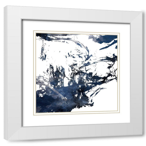 Blue Square Jay Mix White Modern Wood Framed Art Print with Double Matting by OnRei