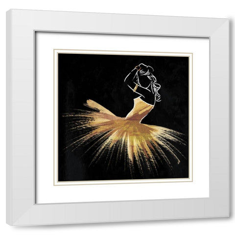 Golden Dress Puff White Modern Wood Framed Art Print with Double Matting by OnRei