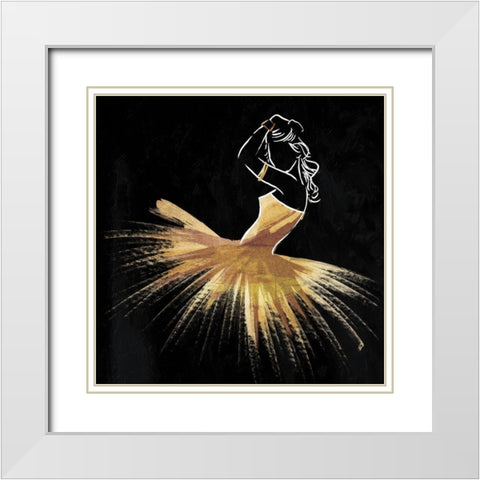 Golden Dress Puff White Modern Wood Framed Art Print with Double Matting by OnRei